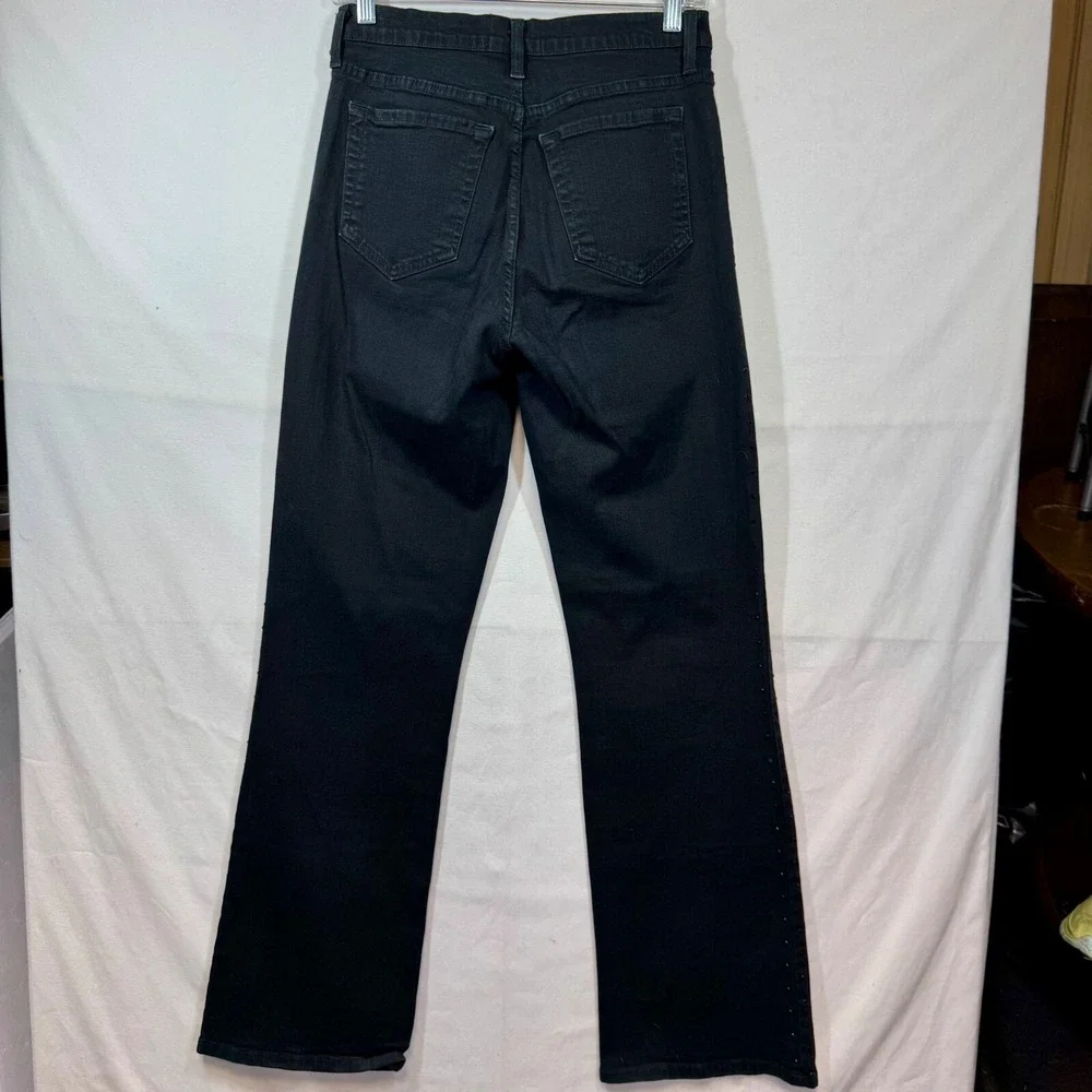 NYDJ‎ Black Wash Slim Leg Jeans Rhinestone Embellished Denim Pants Size 6